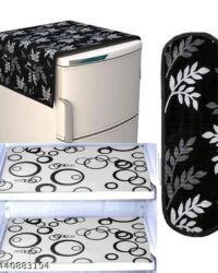REFRIGERATOR ACESSORIES Name : Trimly Fridge Accessory Set - Top Cover, Handle Covers, and Protective PVC Mats Material : Polyester Type : Fridge Covers Set : Fridge Top+Handle Cover+Fridge Mat Pattern : Printed Product Breadth : 21 Inch Product Length : 39 Inch Product Height : 0.5 Inch Net Quantity (N) : 4 Keep your refrigerator clean, organized, and stylish with Trimly's multipurpose fridge cover set. This combo pack is designed to protect your fridge from dust, spills, and daily wear while adding a touch of elegance to your kitchen.