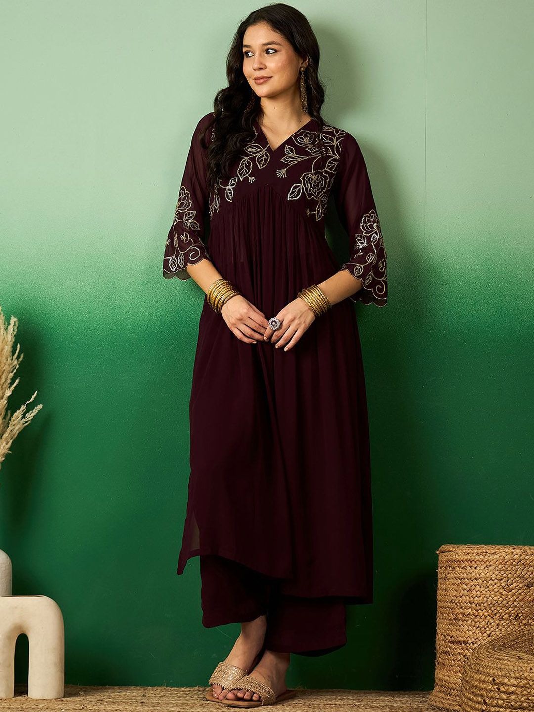 Add timeless grace to your ethnic wardrobe with this Brown & White Embroidered Kurta with Palazzos. Designed for the modern woman, this outfit blends tradition with elegance. The kurta features exquisite embroidery on a rich brown fabric, paired with classic white palazzos for a chic yet traditional appeal. Crafted with breathable, skin-friendly fabric, this set ensures comfort for long hours while keeping you stylish. Whether you’re attending festive celebrations, family gatherings, or office events, this kurta-palazzo combination offers the perfect balance of sophistication and ease. Pair it with minimal jewelry and ethnic sandals to complete your graceful look. ✨ 100 SEO Long Tail Keywords (naturally embedded) brown and white embroidered kurta with palazzos, ethnic kurta set for women, designer kurta palazzo combo, festive embroidered kurta set, stylish brown kurta with white palazzo, embroidered kurta set for weddings, breathable ethnic kurta set, elegant kurta palazzo outfit for women, casual embroidered kurta set, traditional kurta palazzo combination, cotton blend kurta with palazzos, office wear embroidered kurta set, party wear brown kurta set, comfortable ethnic wear kurta palazzo, embroidered kurta palazzo festive set, women’s kurta set for special occasions, lightweight kurta with palazzos for women, trendy embroidered kurta set online, modern kurta palazzo set for women, best embroidered kurta set for festive wear, chic kurta palazzo set for daily fashion, elegant wedding kurta with palazzos, embroidered brown kurta with white bottoms, kurta palazzo combo for ethnic events, everyday wear kurta palazzo set for women, ethnic festive wear with embroidery, women’s stylish kurta palazzo outfit, breathable cotton embroidered kurta set, classy kurta set for Indian women, embroidered festive kurta palazzo dress, brown kurta with palazzos for party, elegant ethnic outfit for women, embroidered kurta palazzo with dupatta optional, traditional embroidered kurta for women, kurta palazzo set for family gatherings, modern embroidery kurta for festivals, brown embroidered kurta palazzo suit, ethnic party wear kurta palazzo set, lightweight festive kurta for summer, women’s embroidered kurta ethnic wear, premium kurta set for wedding functions, festive embroidered kurta palazzo design, stylish casual wear kurta set, embroidered kurta palazzo daily wear, Indian ethnic wear kurta palazzo combo, elegant kurta for cultural events, classy embroidered kurta set for functions, fashionable kurta palazzo for women, brown kurta ethnic wear with white palazzos, breathable embroidered kurta palazzo outfit, designer kurta palazzo festive attire, embroidered kurta with modern palazzos, kurta set for everyday Indian women, brown ethnic embroidered kurta set, women’s festive kurta palazzo outfit, party look kurta palazzo combination, elegant embroidered kurta palazzo summer wear, lightweight casual kurta palazzo set, embroidered brown kurta wedding attire, traditional brown kurta set for women, stylish kurta palazzo with festive touch, everyday wear ethnic kurta palazzo dress, premium embroidered kurta for occasions, kurta palazzo set for ethnic gatherings, festive embroidery ethnic outfit women, elegant brown kurta palazzo daily wear, Indian festive kurta palazzo set, embroidered kurta ethnic women’s outfit, chic kurta set for special events, breathable embroidered kurta summer outfit, elegant embroidered kurta palazzo design, traditional kurta palazzo ethnic look, brown embroidered kurta festive set, women’s kurta palazzo combo for weddings, stylish kurta palazzo ethnic party wear, embroidered festive kurta palazzo dress, elegant kurta palazzo set for festivals, cotton embroidered kurta ethnic wear, modern ethnic kurta palazzo set, classy festive kurta palazzo outfit, wedding kurta set embroidered design, lightweight breathable kurta palazzo wear, everyday festive kurta palazzo set, premium designer kurta palazzo combo, chic casual kurta palazzo outfit women, stylish embroidered kurta festive look, Indian women kurta palazzo ethnic dress, trendy festive kurta palazzo ethnic set. Product Highlights Elegant brown & white embroidered kurta with palazzos Premium-quality breathable fabric for comfort Perfect for festivals, office wear & special events Exquisite embroidery for a touch of luxury Easy-to-style outfit with ethnic jewelry & sandals Variations & Uses Ideal for festive occasions, casual gatherings, office parties, and cultural events Can be styled with heels, juttis, or statement jewelry Suitable for all-day wear with breathable comfort Why Choose This Kurta Set? Blend of tradition & modern elegance Lightweight yet stylish design Budget-friendly premium ethnic wear Complete kurta-palazzo set for a ready-to-wear ethnic look Website & Ownership Available exclusively on [Your Website Name], managed by [Your Brand/Business Name], ensuring authentic ethnic wear with trusted quality.