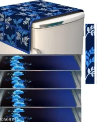 Name : Trimly Multipurpose Refrigerator Accessory Set - Complete with Fridge Top Cover, Handle Covers & Mats Material : Polyester Type : Fridge Combo's Set : Fridge Top+Handle Cover+Fridge Mat Pattern : Printed Product Breadth : 21 Inch Product Length : 39 Inch Product Height : 1 Inch Net Quantity (N) : 4 Product Description : Enhance the look and functionality of your kitchen with our multipurpose refrigerator cover set. This combo pack is designed to keep your fridge clean and organized while adding a stylish touch.