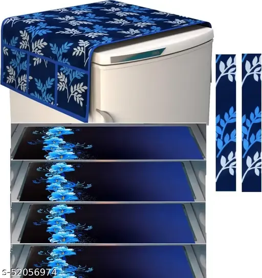 NameΒ :Β Trimly Multipurpose Refrigerator Accessory Set - Complete with Fridge Top Cover, Handle Covers & Mats MaterialΒ :Β Polyester TypeΒ :Β Fridge Combo's SetΒ :Β Fridge Top+Handle Cover+Fridge Mat PatternΒ :Β Printed Product BreadthΒ :Β 21 Inch Product LengthΒ :Β 39 Inch Product HeightΒ :Β 1 Inch Net Quantity (N)Β :Β 4 Product DescriptionΒ :Β Enhance the look and functionality of your kitchen with our multipurpose refrigerator cover set. This combo pack is designed to keep your fridge clean and organized while adding a stylish touch.