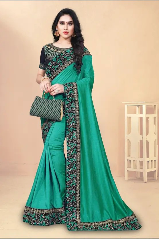 Embroidered Bollywood Georgette Saree (Green) β Party & Wedding Wear Saree Online
