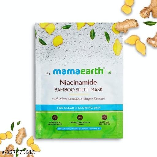 Mamaearth Niacinamide Bamboo Sheet Mask with Niacinamide & Ginger Extract for Clear & Glowing Skin - 25 g