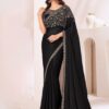imgi_127_A07W22LV_69a68ee89a5a4e0694e0cbc64e8f8ec4 Product Details Design Details Black and grey saree Solid saree with embellished border border Has sequinned detail The saree comes with an unstitched blouse piece The blouse worn by the model might be for modelling purpose only. Check the image of the blouse piece to understand how the actual blouse piece looks like. Size & Fit Length: 5.5 metres plus 0.8 metre blouse piece Width: 1.06 metres (approx.) Material & Care Dry Clean