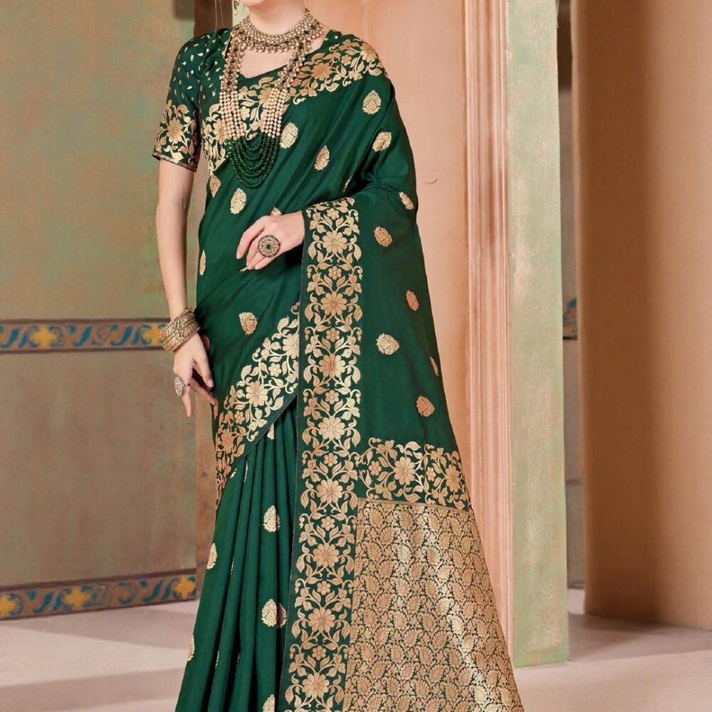 Product Details Saree Fabric : Pure Silk, Blouse Fabric : Pure Silk | Saree Pattern : Embellished, Saree Color : Blue | Wash Care : Dry Clean | Occasion : Wedding, Festival, Party, Casual Size & Fit Saree Length : 5.5 Meter, Blouse Piece Length : 0.8 Meter, Width 1.05 Meter (Approx) Material & Care Silk Blend Dry Clean