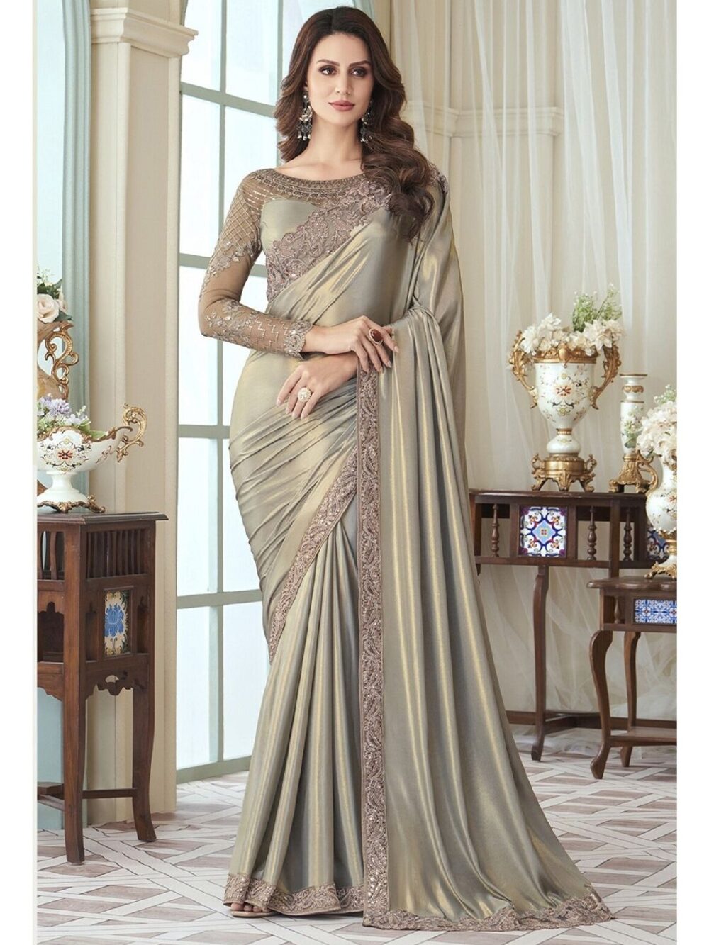 Silk Blend fabric combines luxury with ease of wear. Elegant, lightweight, and versatile – perfect for weddings, parties, and office wear.
