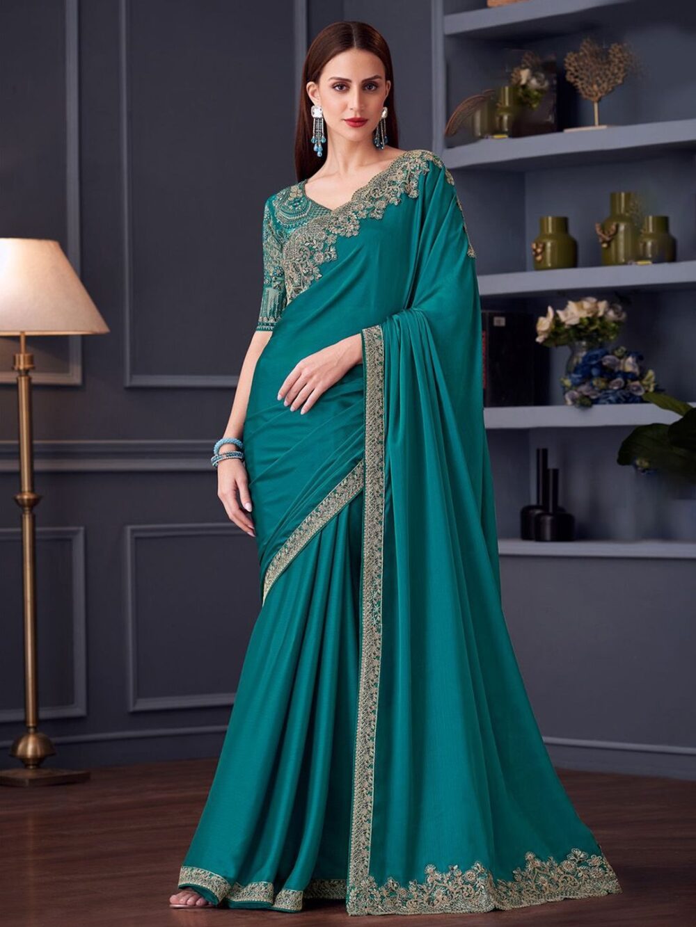 Elevate your ethnic look with a Branded Poly Chiffon Saree. Crafted for comfort and style, it offers a lightweight drape, vibrant colors, and a timeless elegant appeal.