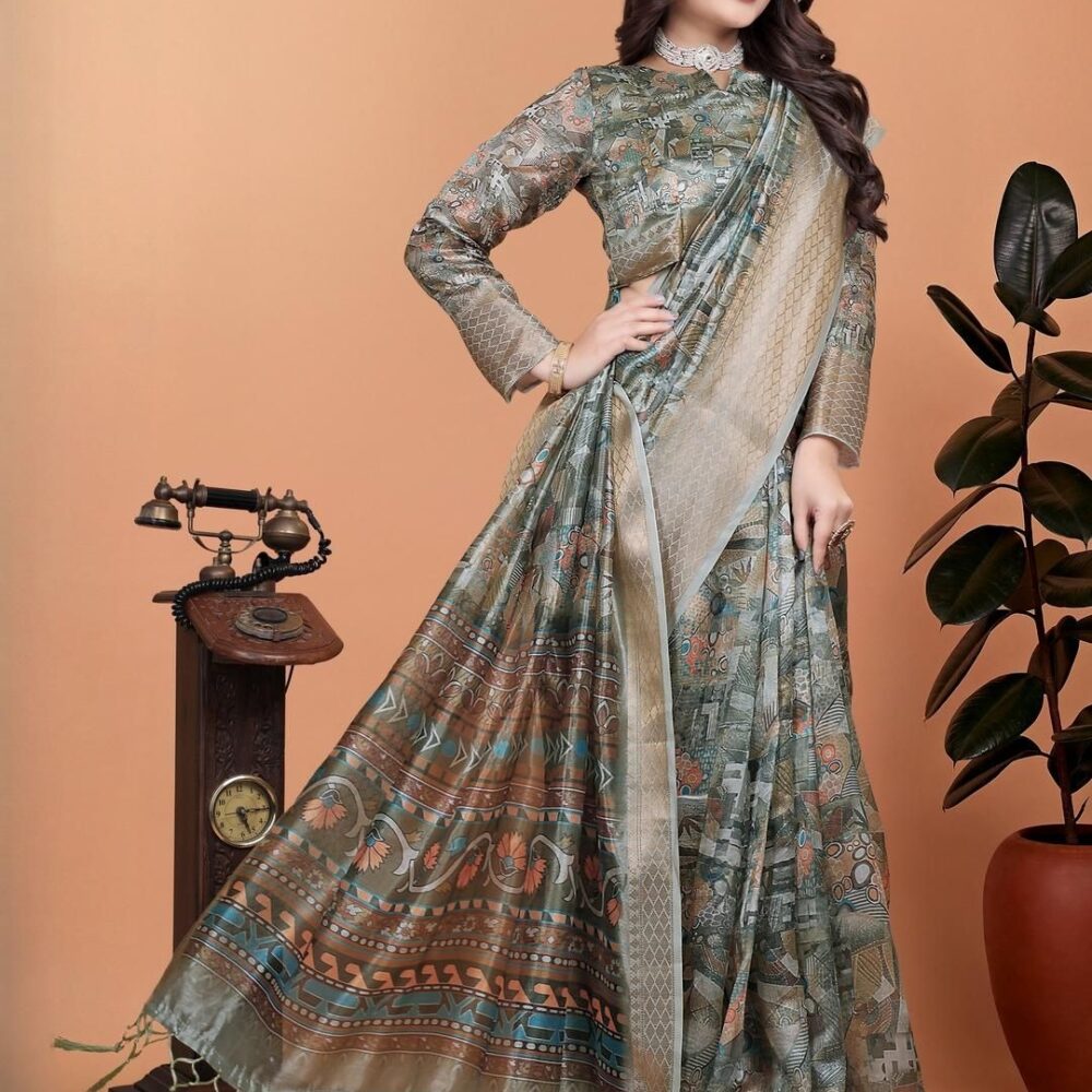 Product Details Women Blue Ethnic Motifs Zari Silk Blend Banarasi Saree With Blouse Piece Size & Fit Length: 5.5 metres plus 0.8 metre blouse piece Width: 1.06 metres (approx.) Material & Care fabric offers a luxurious feel with a smooth texture and a subtle sheen. The durability and comfort of blended fibers, making it lightweight, breathable, and easy to drape. This material ensures a refined look while maintaining ease of maintenance and wearability for various occasions.