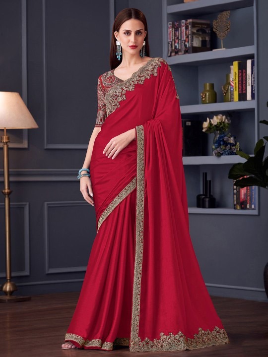 Elevate your ethnic look with a Branded Poly Chiffon Saree. Crafted for comfort and style, it offers a lightweight drape, vibrant colors, and a timeless elegant appeal.