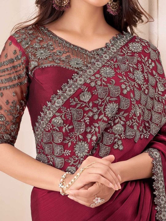 imgi_79_04FGcYUe_ec603db292d84e47be235fe8444d7ddf Product Details Design Details Black and grey saree Solid saree with embellished border border Has sequinned detail The saree comes with an unstitched blouse piece The blouse worn by the model might be for modelling purpose only. Check the image of the blouse piece to understand how the actual blouse piece looks like. Size & Fit Length: 5.5 metres plus 0.8 metre blouse piece Width: 1.06 metres (approx.) Material & Care Dry Clean