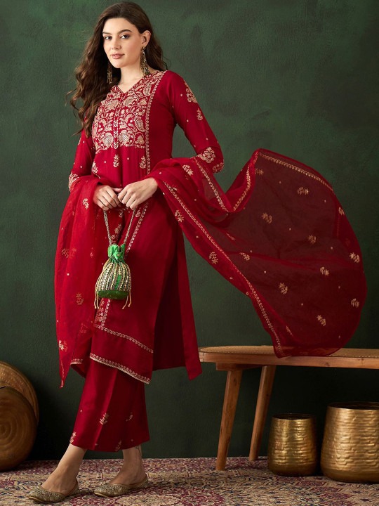 Celebrate every moment in style with the Red Floral Embroidered Sequined Straight Kurta With Trousers & Dupatta, a masterpiece of ethnic wear designed for todayβs modern yet tradition-loving woman. Crafted with precision using premium fabric, this outfit is a perfect blend of timeless tradition and contemporary elegance. The kurta is adorned with floral embroidery enhanced with sequins, adding a touch of sparkle that makes it ideal for festive gatherings and wedding occasions. The straight-cut design is crafted to flatter every body type while ensuring all-day comfort. The trousers offer a sleek, tailored look, giving the outfit a chic appeal while maintaining traditional roots. To complete the look, the dupatta adds grace and sophistication, draping effortlessly for that elegant finish. This set is not just attire; itβs an expression of your individuality, charm, and elegance. Be it a wedding celebration, Diwali get-together, Eid gathering, or a family function, this Red Embroidered Kurta Set is sure to make heads turn. Adding this ensemble to your wardrobe means adding confidence, charm, and tradition wrapped in modern design. With its comfort-focused fabric and festive-ready sequins, youβll always feel radiant while staying relaxed. When shopping through Deal Dynamo (https://dealdynamo.in ), you get unbeatable deals on fashion essentials. Whether youβre browsing Flipkart Deals, Amazon Offers, Ajio Discounts, Meesho Shopping, Myntra Styles, Tanishq Jewelry, Dermaco Skincare, Firstcry Baby Essentials, Nilkamal Furniture, or Timex Watches, Deal Dynamo ensures maximum value for your purchase. This outfit is no exception β you get premium style at pocket-friendly prices only via Deal Dynamo. β¨ Key Features Premium fabric for long-lasting wear & comfort. Straight-fit kurta with floral embroidery & sequins. Vibrant red color for weddings & festivals. Comes with trousers & dupatta β a complete look. Party & Festive Ready β ideal for occasions. Gentle wash care recommended. π― Benefits of Choosing This Set β Complete 3-piece outfit β kurta, trousers & dupatta. β Festive & wedding-ready design. β Comfortable yet stylish. β Sequined embroidery adds glamour. β Can be styled for both day & night occasions. β Long-lasting quality. β Easy wardrobe essential β no mix & match needed. β Flatters all body shapes. π 10 Styling Tips Pair with gold kundan jewelry for weddings. Style with juttis for a semi-formal look. Add a waist belt for Indo-western vibes. Use a contrast clutch for pop of color. Drape dupatta in a pleated style for classic grace. Pair with statement earrings for minimal glam. Opt for nude makeup to balance the bright red. Style hair in soft curls to complement embroidery. Add a layered necklace for royal vibes. Go with heels or wedges for evening parties. π· ALT Text for Images "Red Floral Embroidered Sequined Straight Kurta with Trousers & Dupatta" "Wedding Wear Womenβs Red Kurta Set with Sequins" "Festive Red Kurta with Dupatta for Women" "Elegant Ethnic Red Kurta Set with Embroidery" π Push Message / Hook (~300 words) β¨ βWhen tradition meets glamour, magic happens β and this Red Floral Embroidered Sequined Straight Kurta Set is proof of that!β π Be it weddings, family functions, or festive nights, this outfit is designed to make you shine. The sequined embroidery sparkles under every light, making you the center of attraction. With Deal Dynamo (https://dealdynamo.in ), you get this masterpiece at the best possible price β because fashion should never come with limits. β
 Why choose ordinary, when you can stand out? β
 Why overspend, when Deal Dynamo brings luxury to your budget? β
 Why compromise on comfort, when you can have both comfort & charm? This outfit isnβt just clothing β itβs your festive confidence booster, your wedding-ready charm, and your go-to ethnic glam solution. So donβt wait, grab this set now exclusively through Deal Dynamo (https://dealdynamo.in ) and step into celebrations with unmatched elegance. β
 Ownership Listing Owned by: Renu Baliyan Nity Baliyan Bharti Tomar β
 Meta Title (