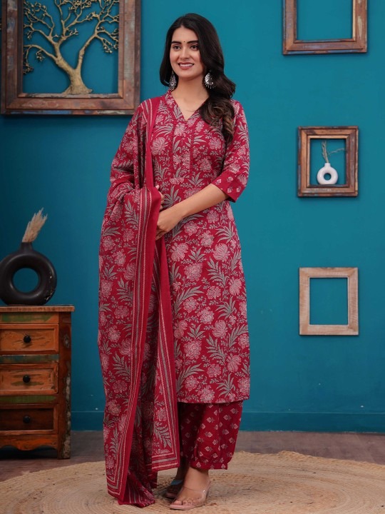 Step into elegance and everyday comfort with this Pure Cotton Straight Kurta With Salwar And Dupatta β a perfect blend of simplicity, grace, and breathable fabric. Crafted from 100% pure cotton, this ensemble is designed to keep you cool, stylish, and confident throughout the day. The straight-cut kurta adds sophistication, while the comfortable salwar enhances ease of movement. To complete the look, the lightweight dupatta adds charm, making this set perfect for casual outings, festive gatherings, or daily wear. β¨ Key Features Fabric: 100% Pure Cotton β breathable, skin-friendly, and soft. Kurta Style: Straight fit with a neat neckline and subtle detailing. Salwar: Comfortable, airy, and easy to carry. Dupatta: Elegant, lightweight, and beautifully complementing. Fit Type: Regular & relaxed. Occasion: Ideal for casual wear, office wear, festive gatherings, or daily comfort. Wash Care: Easy hand-wash / machine-wash friendly. π― Benefits of Choosing This Set β Comfort First: Pure cotton ensures sweat absorption & day-long freshness. β Elegant Appeal: Straight kurta cut gives a taller, slimmer appearance. β Versatile Styling: Dress it up with jewelry for functions or keep it minimal for workwear. β Complete Outfit: Kurta, salwar, and dupatta β all included for a ready-to-wear experience. β Durability: Cotton fabric stays fresh even after multiple washes. π Styling Tips π‘ Pair with oxidized silver jewelry & juttis for a traditional ethnic look. π‘ Style with minimal accessories & flat sandals for daily office wear. π‘ Add a statement dupatta drape and bold earrings for festive events. π¦ Package Contains 1 Straight Kurta 1 Salwar 1 Dupatta π Best For β Daily Office Wear β Festive Gatherings β Family Functions β Comfortable Everyday Fashion π― SEO Keywords to Include Pure Cotton Kurta Set | Straight Kurta with Salwar | Cotton Kurta Dupatta Set | Womenβs Ethnic Wear | Comfortable Cotton Kurta Set | Daily Wear Cotton Kurta π Push Message / Hook β¨ "Own elegance & comfort with this Pure Cotton Kurta Set β lightweight, classy & made for every occasion. Grab yours now before stock runs out!" π· ALT Text for Images "Pure Cotton Straight Kurta with Salwar & Dupatta for Women" "Breathable Cotton Kurta Set for Daily & Festive Wear"